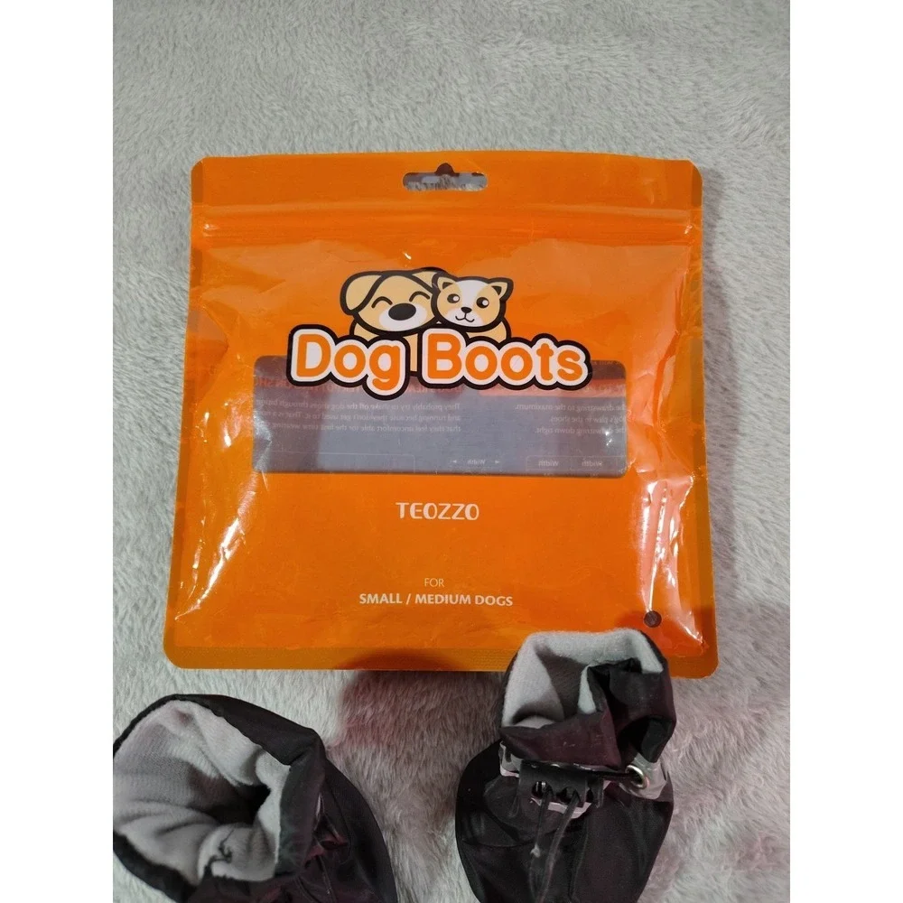 Teozzo‎ Dog Boots Small/Medium Black Summer Hot Pavemen Or Winter Salt Snow Hike